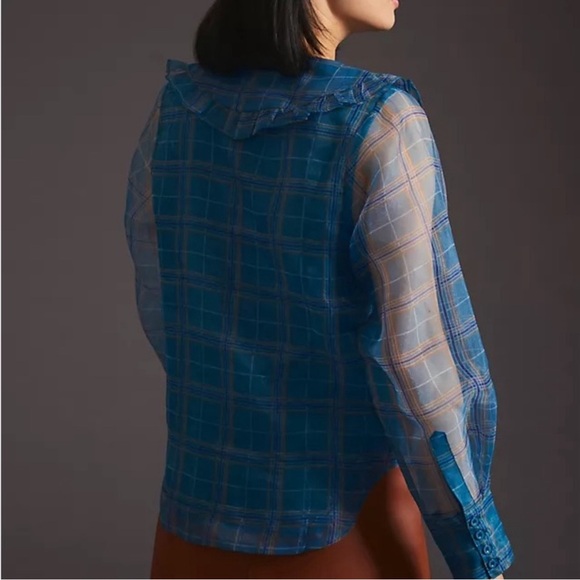 Anthropologie En Saison Sheer-Sleeve Shirt XS NWT - Picture 4 of 11